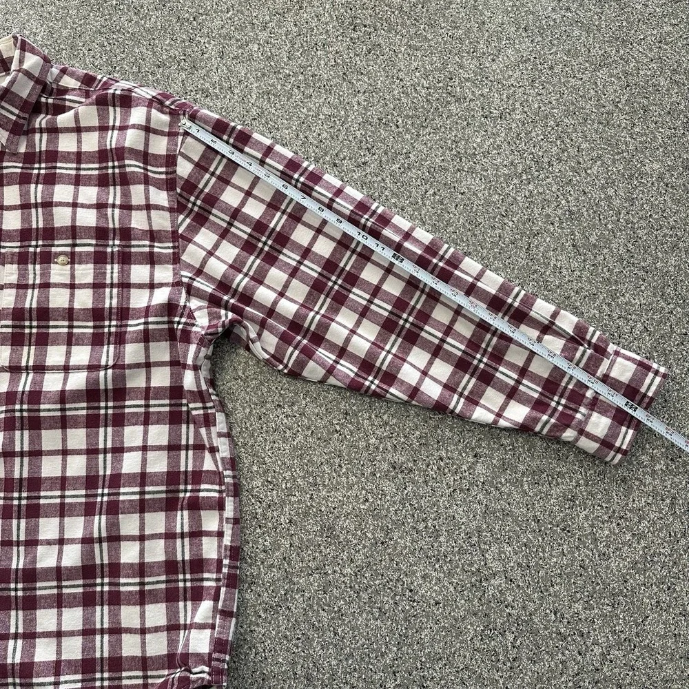 Eddie Bauer Flannel Shirt Mens XXL Thick Vintage Long Sleeve Plaid Burgundy